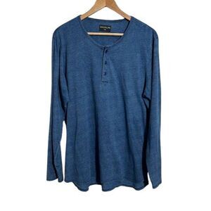 Goodlife Mens Henley Shirt L Blue Long Sleeve Lightweight Minimalist USA Cotton